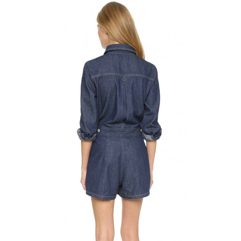 Alexa Chung for AG Loretta Denim Romper Long Sleeve Western Cowboy Country Small - Picture 2 of 8
